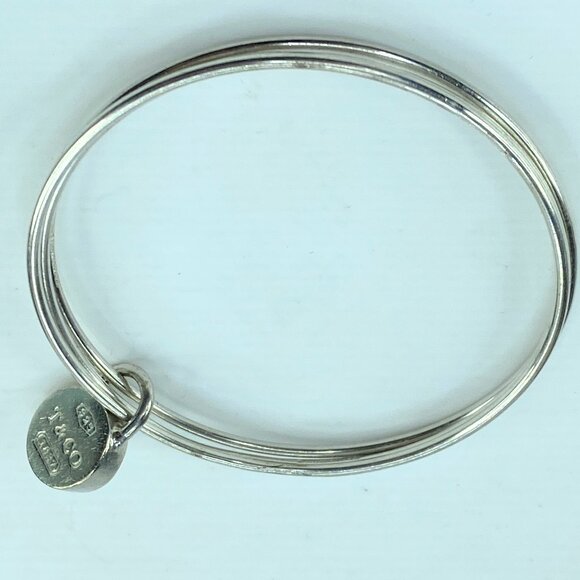 Tiffany & Co Sterling Silver 1837 Round Padlock Triple bangles 8" JR678 - Picture 1 of 6